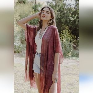 ☆ 3/35$ | OS Vintage Pink Pencil Stripe Trim Kimono Cover-up